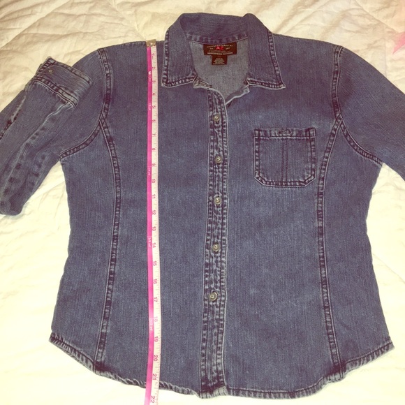 Vintage denim American eagle JEAN button down long sleeve western fitted top M - Picture 2 of 11